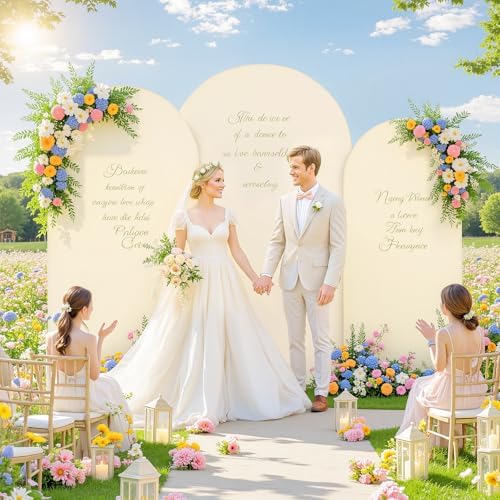 Beige Arch Backdrop Cover 7.2ft 6.6ft 6ft Arch Cover Set of 3 Arch Covers Stretchy Backdrop for Wedding Party Baby Shower Birthday Photography Spandex Arch Stand Covers Backdrop Curtains Decor - Image 3