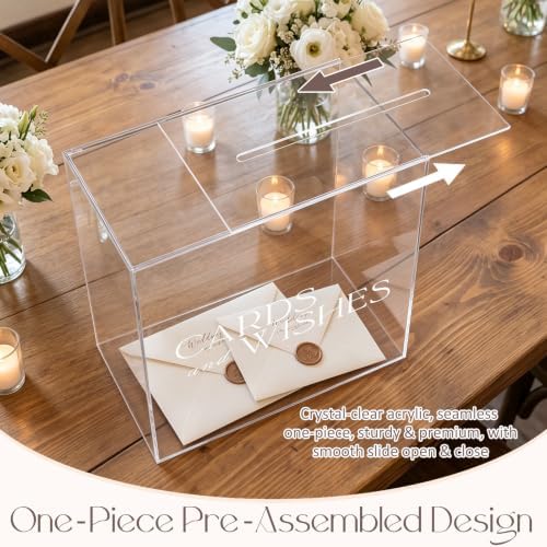 Clear Acrylic Wedding Card Box DIY Kit with Faux Flowers - 10x10x5.6 Inch - Image 4