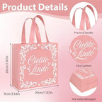 50 Pcs Cielito Lindo Party Favor Bags Reusable Pink Mexican Gift Bags Non Woven Platos De Barro Mexicanos Candy Bag Cinco De Mayo Goodie Bags with Handles for Fiesta Mexican Baby Shower Party Favors - Image 3