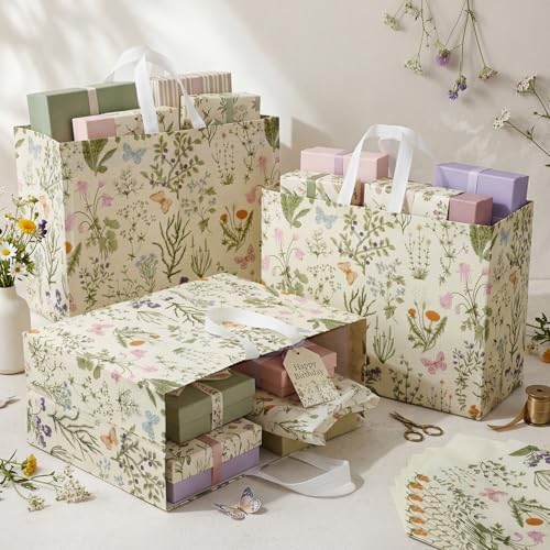 Landhoow 24 Pack Wildflower Gift Bags Floral Party Favor Totes, Wildflower - Image 5
