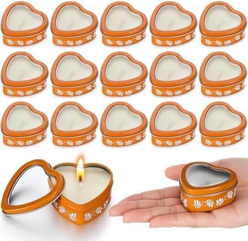 16 Pcs Cielito Lindo Party Candles Mexican Scented Candle in Tin Box Heart Shaped De Barro Floral Candle Box Cielito Lindo Party Favor Gift for Shower Making DIY Craft, Lavender Scented(Classic) by Yuntau
