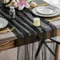 Artoid Mode 10-Pack Pearl Black Gauze Table Runner 10FT Home Decor by ArtoidMode