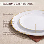 KIRE 100PCS White Plates with Gold Trim - Plastic Disposable Plates - Includes 50Pieces 10.25inch Dinner and 50Pieces 7.5inch Dessert/Salad Plastic Plate for Wedding Receptions/Party/Thanksgiving - Image 6