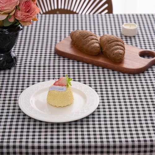 vctops Farmhouse Black Plaid Ruffle Table Cloth, Boho Cotton Linen Tablecloth, Washable Table Cover for Rectangle Table Baby Shower Kitchen Party Wedding Decor (Black,70"x134") - Image 6