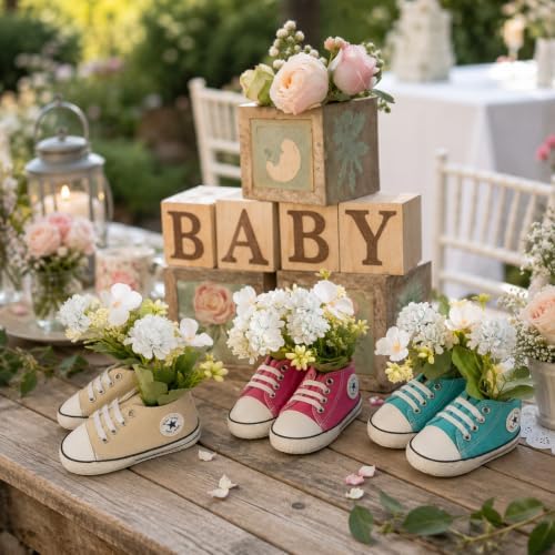 12 PCS Wild Flower Sneaker Baby Centerpieces for Tables, Baby Shower Decor - Image 3