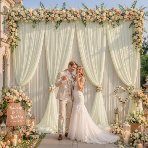 Champagne Tulle Backdrop Curtain for Parties Wedding,10ft x 10ft Wrinkle Free Curtain Backdrop,2 Layer Drapes for Backdrop,Polyester Back Drop for Bridal Shower Birthday Baby Shower Photography - Image 7