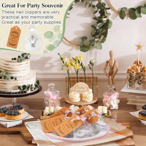 50 Sets Bottle Openers Baby Shower Return Favors for Guest Nail Clipper Bottle Opener Decorations with Thank You Tags Organza Bags for Baby Shower Gender Revel Party Souvenirs(Jungle Animal) - Image 6