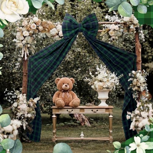 Riceshoot Giant Tartan Plaid Bow Decor Blue Green OversizedBows Decoration - Image 5