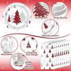 Pickmesh 400 Pcs Christmas Party Supplies Red Silver Paper Plates Serve 50 - Image 3