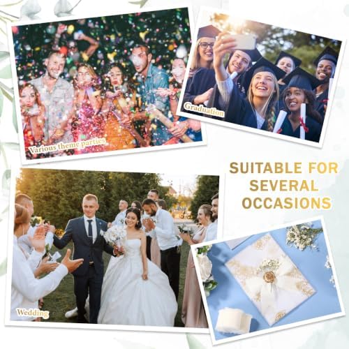 Fullhawl 100 Sets Wedding Invitations Wraps Set Pre Folded Vellum Jackets for 5 x 7 Invitations Dried Flowers Wax Seal Stickers Chiffon Silk Ribbon for Wedding Birthday Bridal Shower (White) - Image 6
