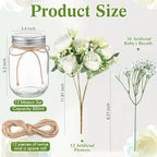Zeyune 12 Sets Mason Jar Flowers Centerpiece Table Decorations,Green - Image 4