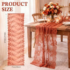 Remagr 6 Pcs Terracotta Lace Table Runners 30" x 120" Floral Wedding Decor - Image 2
