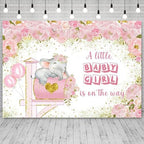15x8ft Elephant Baby Shower Backdrop A Little Baby Girl is On The Way Photography Background Pink Floral Balloon Mailbox Baby Girls Party Banner Decorations Newborn Portrait Photo Booth Prop - Image 3