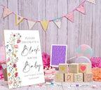 Boho Floral Baby Shower Games, Boho Floral Baby Shower Decorations, Bohemian Flowers Decorate a Block Game Set, Gender Reveal Games, Includes 54 Blank Building Blocks, 24 Pens, 1 Sign - Image 3
