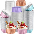 200 Pack Aluminum Cupcake Liners with Lids,Pastel,Plain by Gandeer