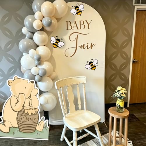 131PCS Vintage Bear Baby Shower Decorations Large Coroplast Cutout with Stand, Gender Neutral Balloons Arch& Bee Stickers for Birthday, Photo Props & Pooh Party Supplies - Image 2