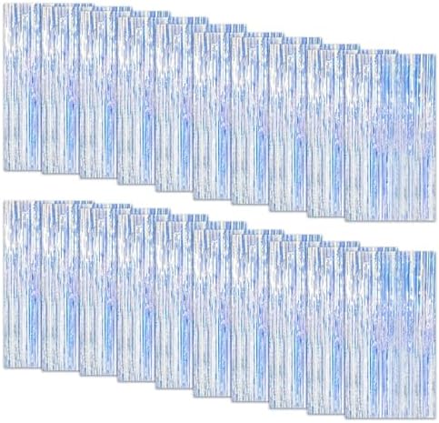 20 Pack Foil Curtain Backdrop Iridescent Metallic Tinsel Foil Fringe Curtains Photo Booth Props for Birthday Wedding Engagement Baby Shower Bachelorette Christmas Holiday Celebration Party Decoration by KEJ