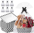 ForraFun 12 Pcs Checkered Baskets for Gifts Empty with Plastic Bag Ribbon Bow 8x10'' Black and White Cardboard Gift Wrapping Basket with Handle for Racing Themed Party Decorations Birthday Supplies by Unknown