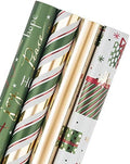 WRAPAHOLIC 30 Inch Green Christmas Wrapping Paper Roll - Jumbo Roll Green Holiday Set with Metallic Foil Shine - 4 Rolls - 30 Inch x 120 Inch Per Roll by WRAPAHOLIC