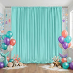 Turquoise Backdrop Curtains 30ftx8ft Mermaid Polyester Photo Drapes - Image 2