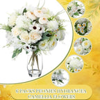 Tigeen 6 Bundles Artificial Flowers Bouquet for Wedding, White - Image 4