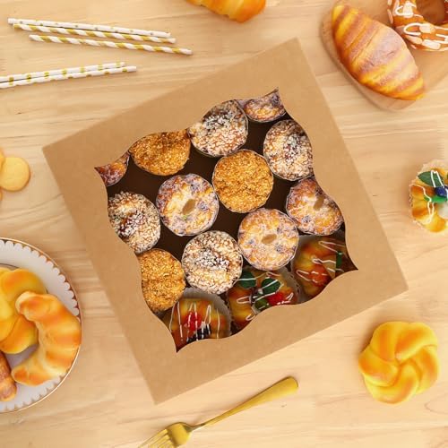 Moretoes 25pcs Pie Boxes, 12x12x3 Inch Auto-Popup Brown Bakery Boxes - Image 6