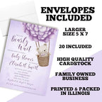 Amanda Creation Teddy Bear Baby Shower Invitations, 20 Personalized 5x7 Custom Baby Shower Invitations with Envelopes, Purple Bear Balloon Design - Image 6