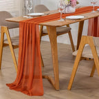 10 Pack 10ft Terracotta Chiffon Table Runners Wedding Table Runner Sheer Romantic Tulle Table Runner for Christmas Wedding Bridal Tea Party Baby Shower Birthday Party Table Decorations(120 x 12 in) - Image 7
