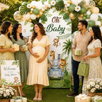 3Pcs Safari Jungle Baby Shower Decoration Safari Jungle Baby Shower Animal Arch Backdrop Cover Set Wild Tropical Leaves Photography Background Stand Covers for Birthday Party Decorations 4ft 5ft 6ft - Image 7