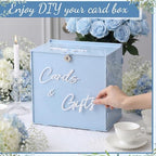 BreezeHug 10" Baby Blue Acrylic Wedding Card Box with Lock & DIY Letters - Image 5