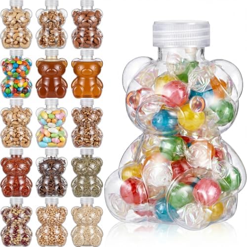 24 Set Graduation Cap Bear Jars Graduation Candy Boxes Containers Plastic Clear Bear Jars with Black Grad Cap and Tassel Grad Gifts Bulk for Party Favors Decorations (200 ml,Clear Eyes) by Gandeer