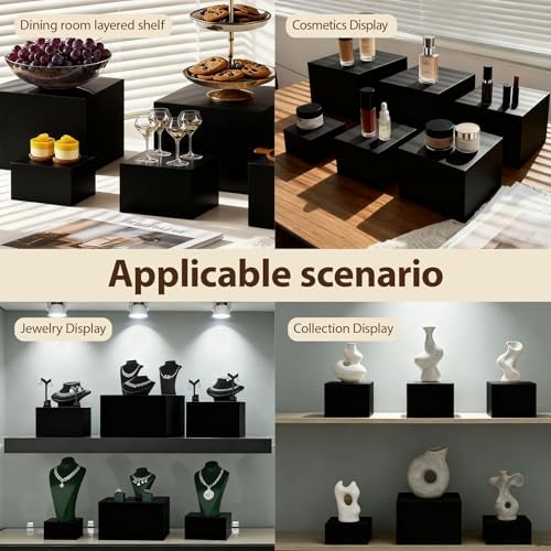 6PCS Black Acrylic Buffet Display Risers 3in to 8in - Image 6