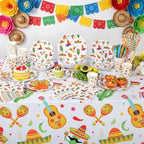 Ceenna 452 Pcs Mexican Party Decoration Supplies for 50 Guest, Mexican Plates Napkins Cups Tablecloth Cutlery Straw Fiesta Disposable Tableware for Cinco De Mayo Taco Birthday Wedding Party Decoration - Image 6