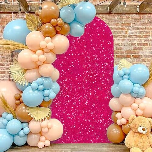 MODFUNS Sequins Arch Cover Hot Pink Spandex Arch Cover 6.6ft Shimmer Arch Cover Spandex Arch Stand Cover 2-Sided Use Stretchy Cover Elegant Wedding Arch Backdrop Cover for Party Banquet Decoration - Image 5