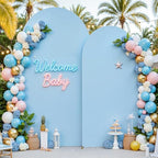 Baby Blue Arch Backdrop Cover 7.2FT 6FT Spandex Arch Covers Stretchy Backdrop Set of 2, Double-Layer Wrinkle Free Wedding Arch Stand Cover Party Backdrop Curtains for Baby Shower Birthday Decoration by Tao-GePartyDecorations
