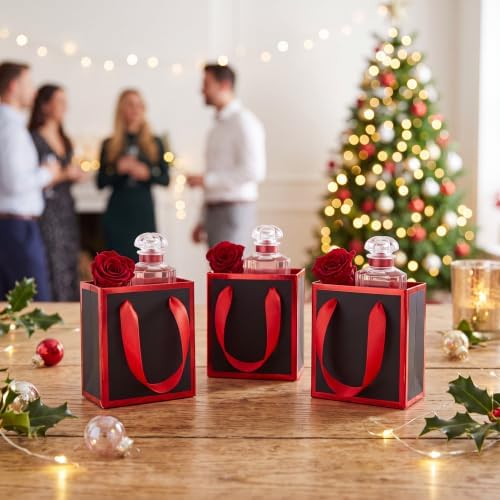 Yeaqee 100 Pcs Mini Paper Gift Bags with Handles Tag, Black, Red - Image 6