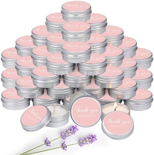 Mtlee 50 Pcs Pink Wedding Thank You Candles Gifts for Guests Baby Shower by MTLEE