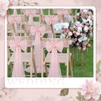 VitalCozy 100 Pack Pink Pearls Vintage Chair Sashes with Bows Wedding Decor - Image 5