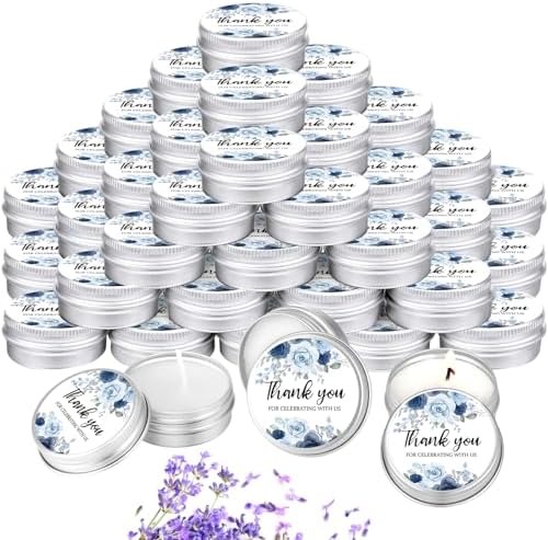 MTLEE 50 Pcs Wedding Candles Gift Favors for Guests 1 oz, Blue Rose by MTLEE