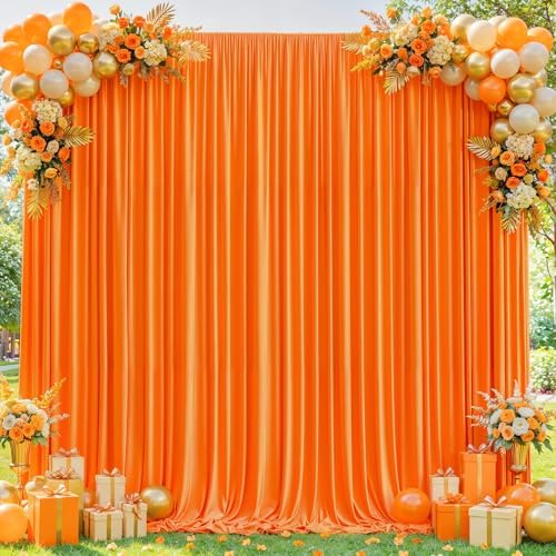 10x10ft Orange Backdrop Curtains for Wedding Parties Wrinkle Free Orange Curtains Photo Backdrop Drapes for Photography Birthday Baby Shower Soft Fabric Party Backgournd for Photoshoot by Partisky