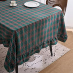 vctops Christmas Green Plaid Ruffle Table Cloth, Farmhouse Cotton Linen Tablecloth, Washable Table Cover for Rectangle Table Baby Shower Kitchen Party Wedding Decor (Dark Green,70"x102") - Image 5