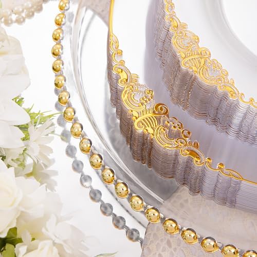 Hioasis 210 Pcs Clear Gold Plates for Party - Image 2