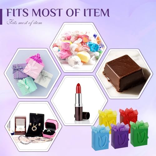 Sherr 200 Pcs Mini Gift Bags Bulk, Extra Small Kraft Paper Bag with Tissue Paper,Card, Handle, 4x2.8x4.5 Tiny Little Gift Box for Birthday, Party Favor, Wedding, Baby Showers, Business (Colorful) - Image 6