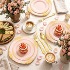 125PCS Pink and Gold Plastic Plates for Weddings Baby Shower Parties - Image 6
