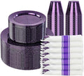 DaYammi 210PCS Purple Glitter Plastic Dinnerware Set for 30 Guests by DaYammiwillaccompanyyou