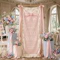 Welcome To Pink Ribbon Bow Coquette Floral Baby Shower Satin Fabric Welcome Banner by Custom