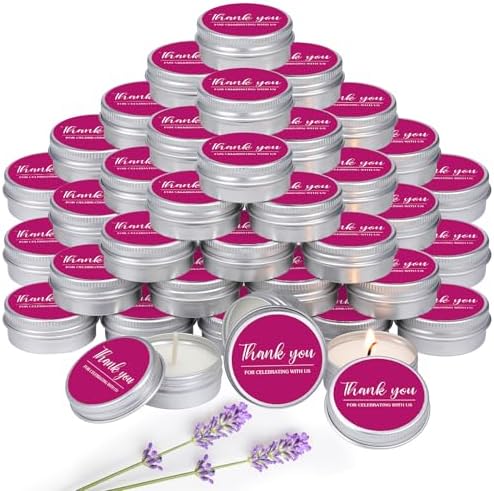 MTLEE 50 Pcs Fuchsia Hot Pink Thank You Candles Baby Shower Wedding Favors by MTLEE