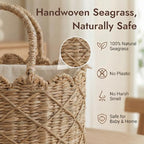 YANGQIHOME Diaper Caddy Organizer, Seagrass Nursery Baby Basket for Baby Essentials, Scalloped Wicker Diaper Caddy, Baby Shower Gifts (Diamond) - Image 4