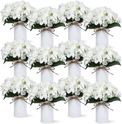 Zeyune White 12 Sets Flower Table Centerpieces, Artificial Hydrangeas by Zeyune