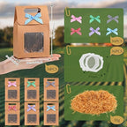 Maitys 36 Pcs Chicken Birthday Party Favor Boxes Farm Animal Foldable Chicken Box with Raffia Grass Bow Paper Treat Goodie Boxes for Adopt Chick Party Birthday, 5.91'' X 3.94'' X 2.36'', Retro - Image 3